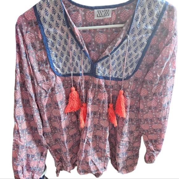 SZ Blockprints colorful printed top with beautiful tassels - Picture 5 of 5